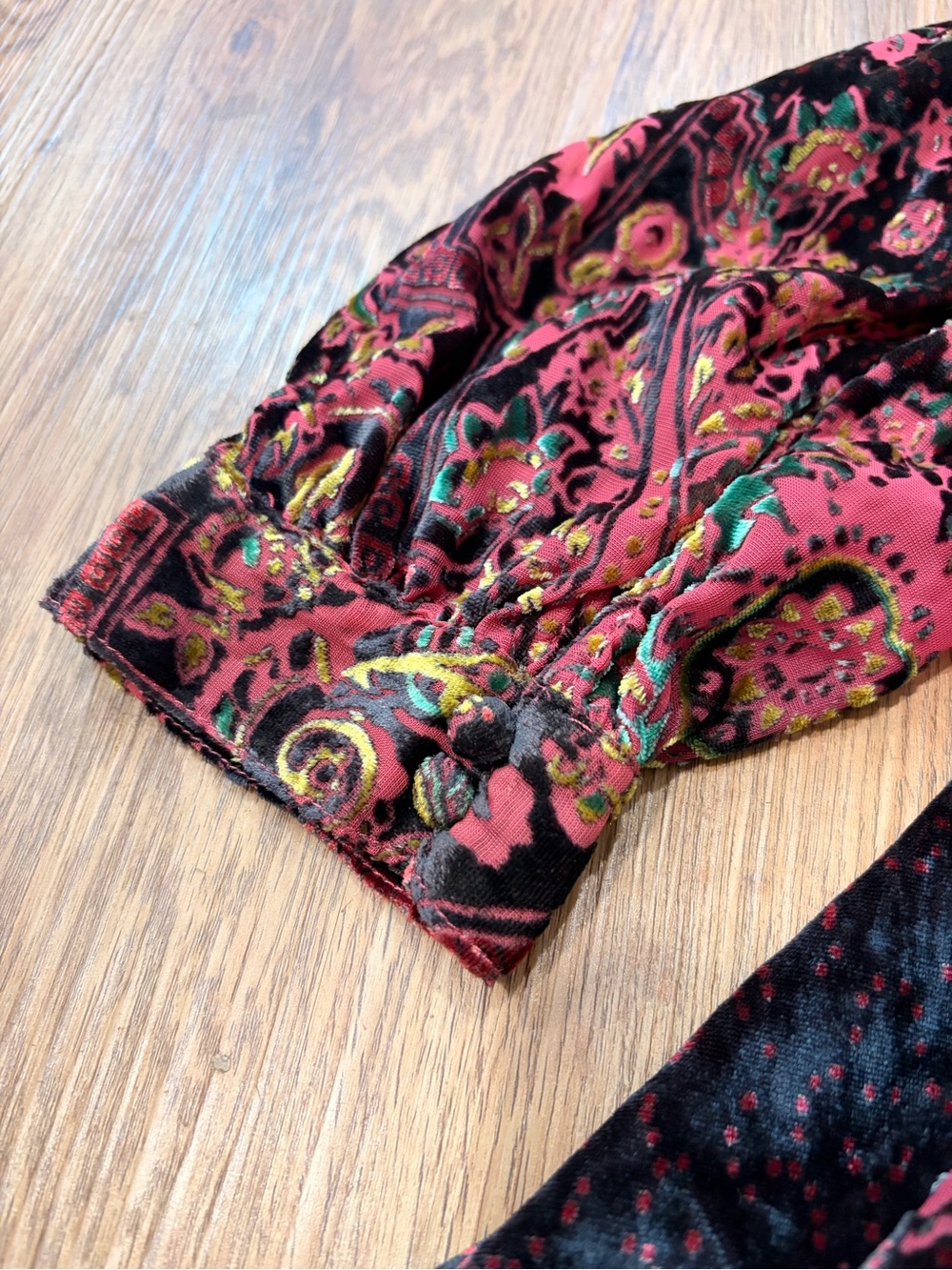 Free People Mirror Mirror Velvet Burnt Red Floral Tunic Dress - Picture 4 of 16